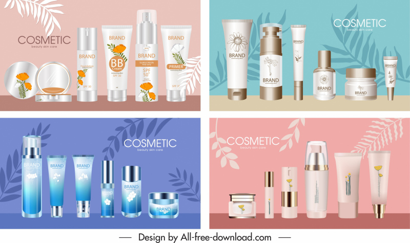 banners de publicidade cosméticos modernos e elegantes decoração de luxo