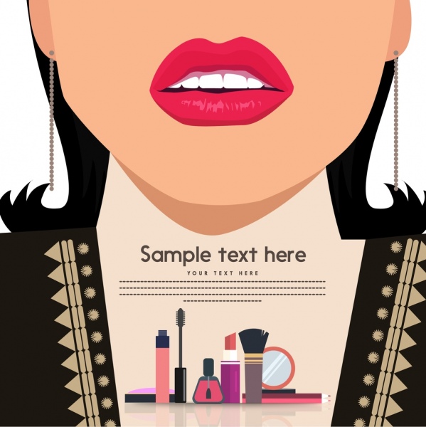cosmetici promozione banner donna labbra trucco accessori ornamento