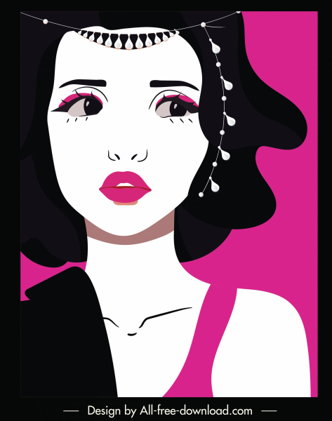 化粧品広告背景女性顔スケッチ漫画のキャラクター