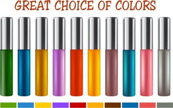 化粧品広告バナーカラフルな光沢のある装飾ボトルアイコン