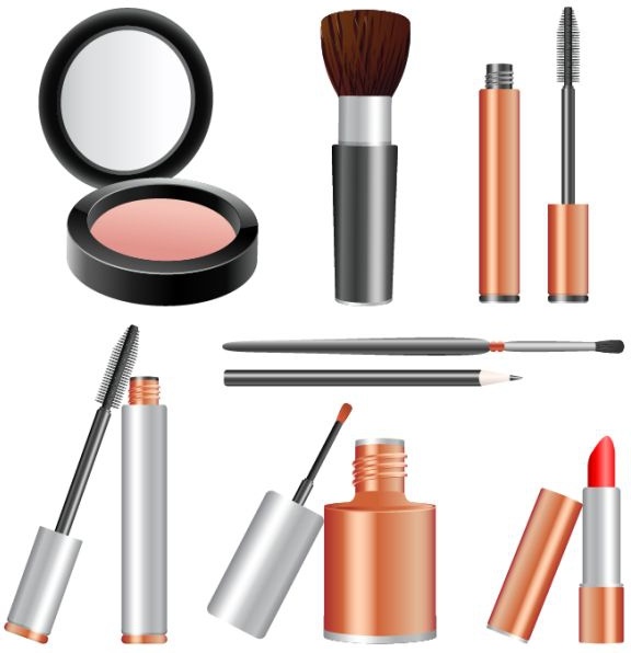 Kosmetik-Symbole glänzend farbigen realistisches Design tools