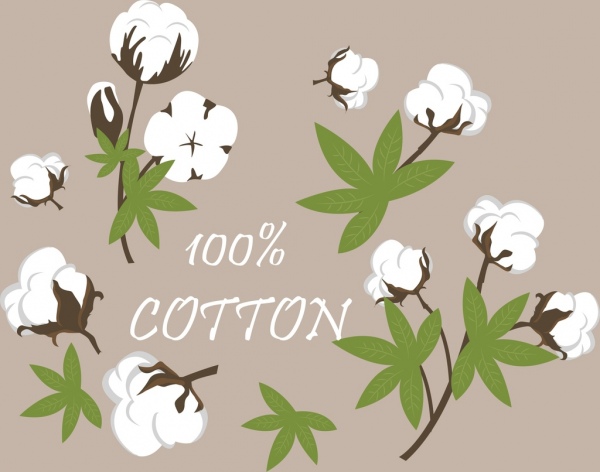 Baumwolle Produkt Werbung Blumen Symbole Dekoration