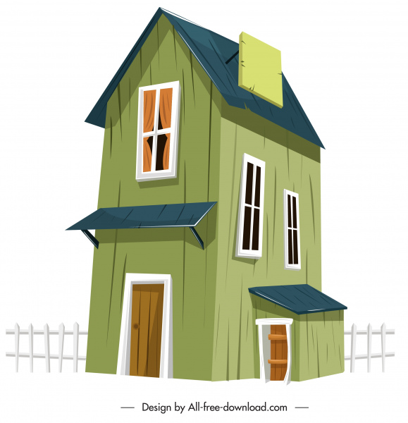 campagna casa modello decorazione in legno colorato schizzo 3d