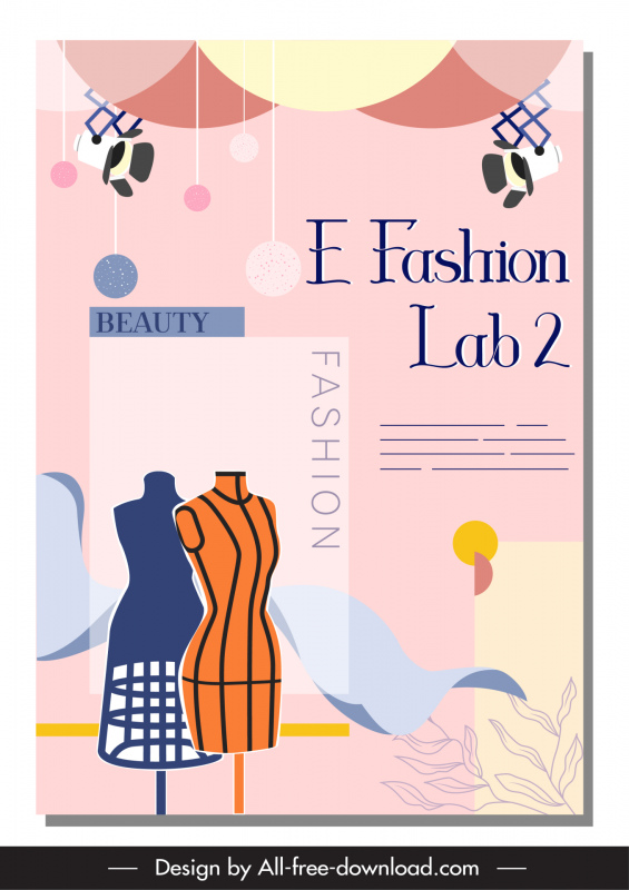 portada e fashion lab banner publicitario plano elegante decoración clásica