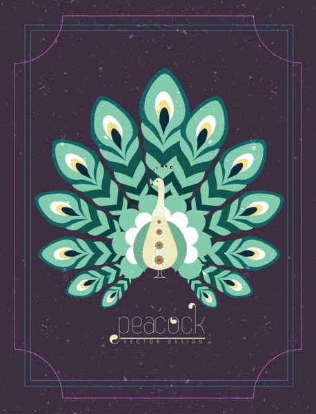 obejmować szablon peacock ikona wystroju ciemne retro projektu