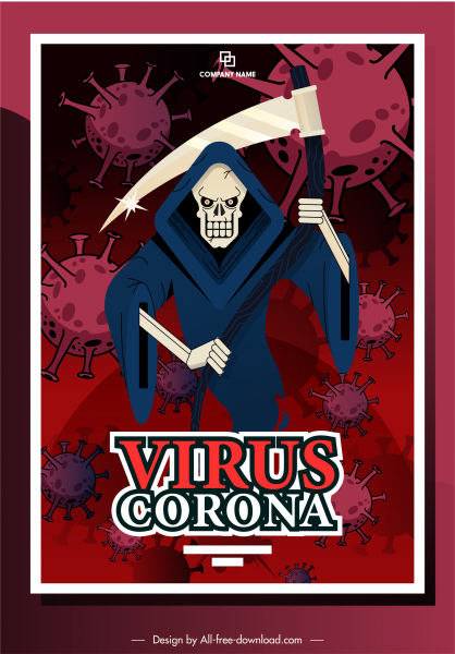 covid 19 banner death virus esboço de desenho animado