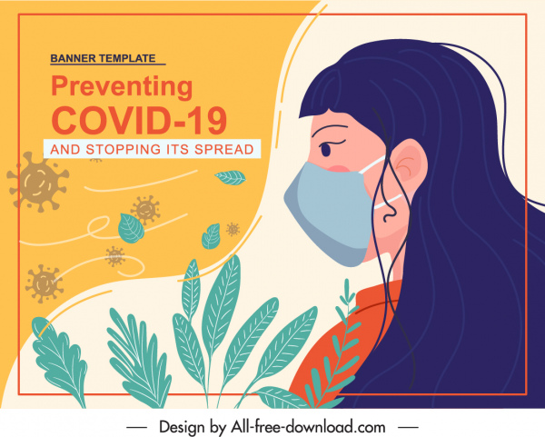 плакат эпидемии ковида, снятый вручную женский лист вирусов эскиз