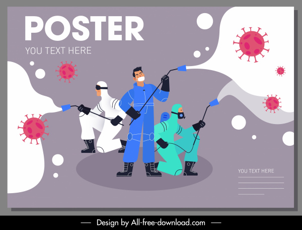 covid 19 póster actividad antiséptica virus boceto