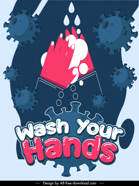 COVID 19ポスター手洗い活動ウイルススケッチ