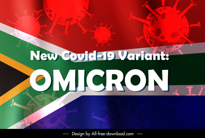 Varian COVID-19 Omicron Menyebarkan Virus Spanduk Peringatan Dekorasi Bendera Afrika