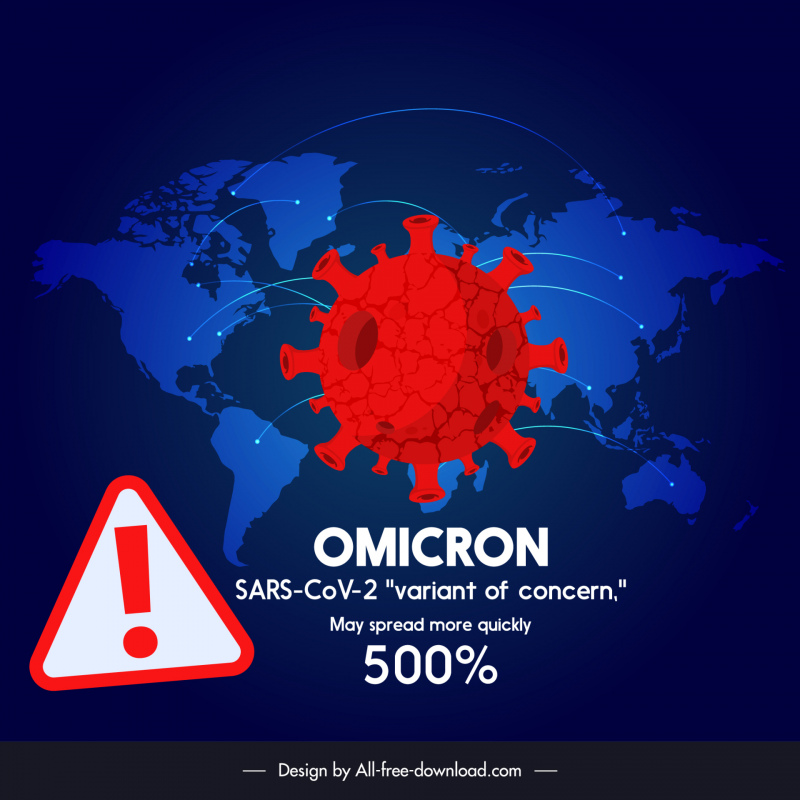 Affiche d’avertissement de propagation du variant Omicron de la COVID-19 au design sombre