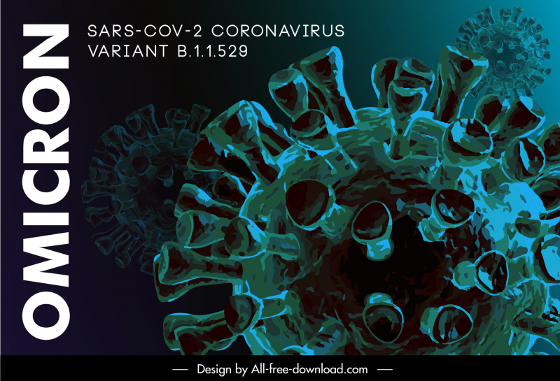 Varian COVID-19 Omicron Spreading Warning Poster Desain closeup gambar tangan gelap