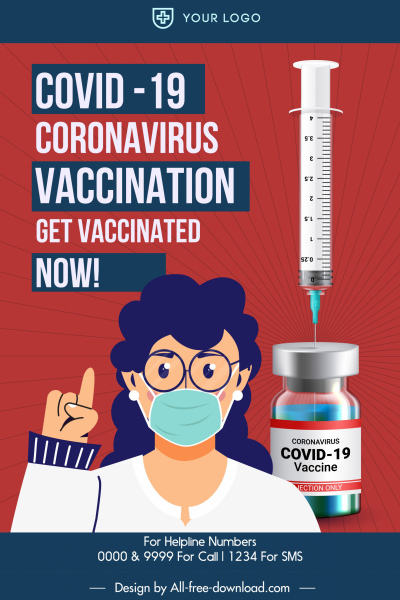 Covid19 Impfbanner Arzt Impfstoff Injektionsnadel Skizze