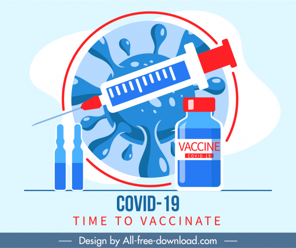 Covid19 Impfbanner Virus Injektionsnadel Impfstoffskizze