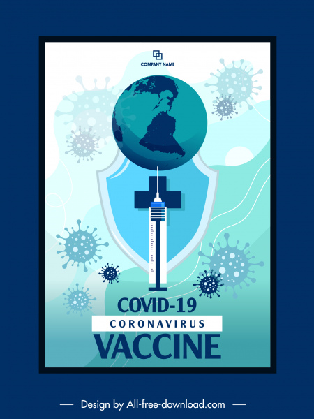 แบนเนอร์การฉีดวัคซีน COVID19 ไวรัสร่างเข็มฉีดลูกโลก