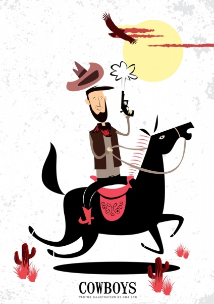 Cowboys Hintergrund lustig bunte Cartoon-design