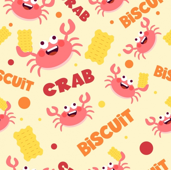 Krabben Sie-Keks Hintergrund lustig sich wiederholende Symbole Dekor