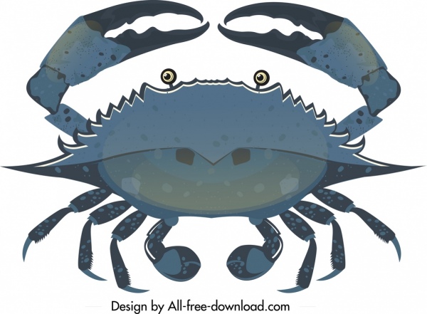 螃蟹图标深蓝色设计