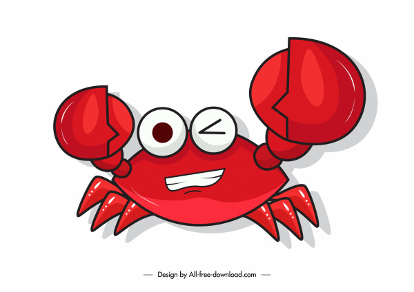 ícone caranguejo engraçado esboço emocional design plano