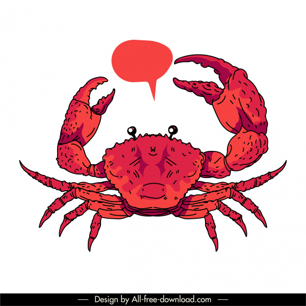 ikon kepiting merah klasik handdrawn sketsa