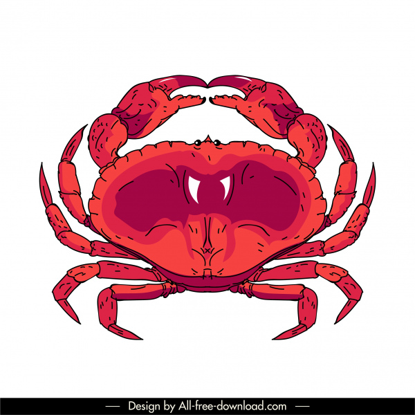 ikon kepiting desain handdrawn klasik merah