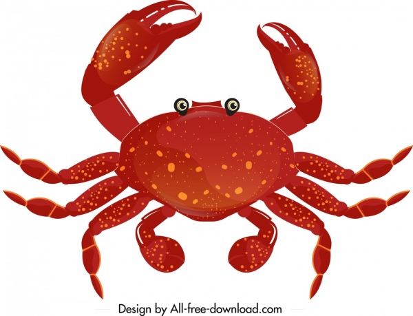 design moderno vermelho modelo de ícone do caranguejo