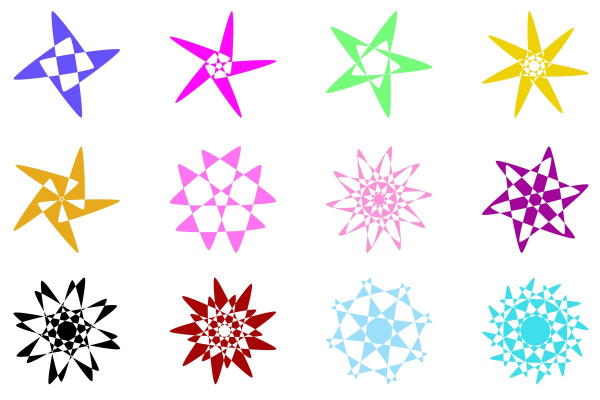 estrellas coloridas locas copos de nieve