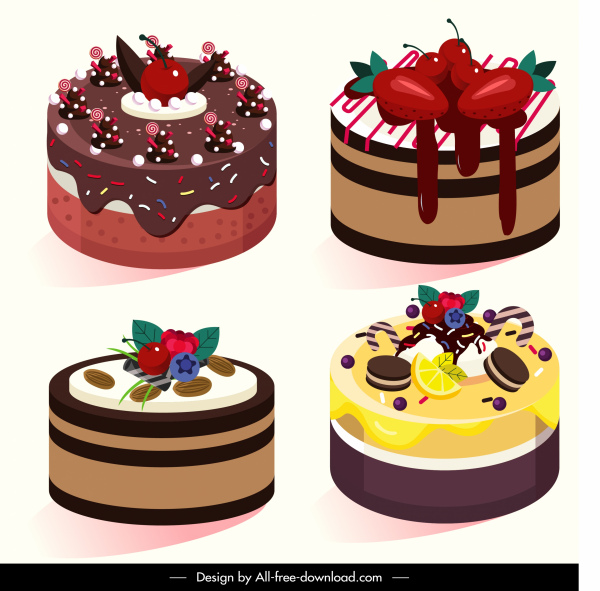 iconos de pastel de crema deliciosa decoración afrute