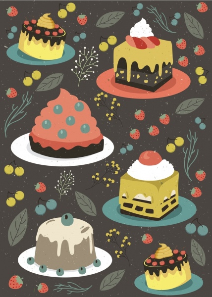 kue krim latar belakang warna-warni dekorasi klasik