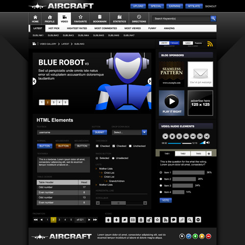 創造的な黒のテンプレートのウェブサイト ベクター デザイン