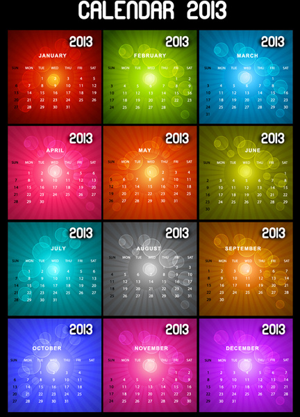 創意日曆 grids13 設計向量