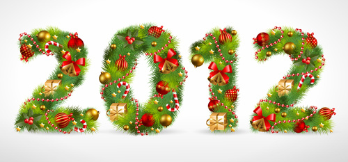 árvore de Natal criativa alfabeto e número conjunto de vetores