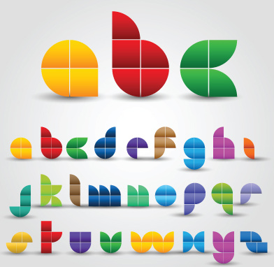 gráficos del vector creativo colorido alfabeto decorativo