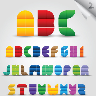 gráficos del vector creativo colorido alfabeto decorativo