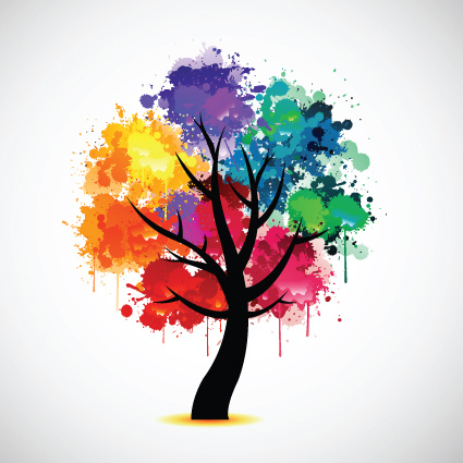 vektör yaratıcı renkli ağaç tasarım öğeleri