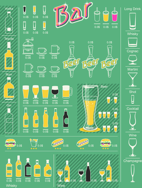 creativas bebidas elementos infográficos vector
