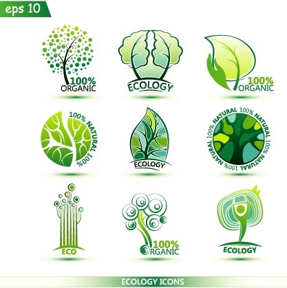 ícones de ecologia criativo de design gráfico vetorial