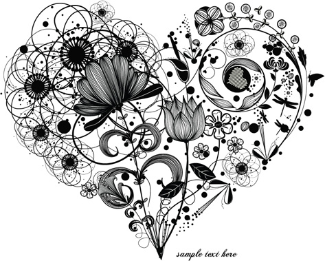 yaratıcı çiçek kalpler tasarım vektör grafikleri
