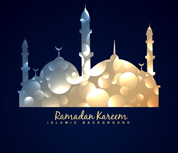 الدائرة الإبداعية متوهجة خيال مسجد رمضان كريم قالب