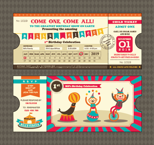 创意生日快乐门票设计矢量