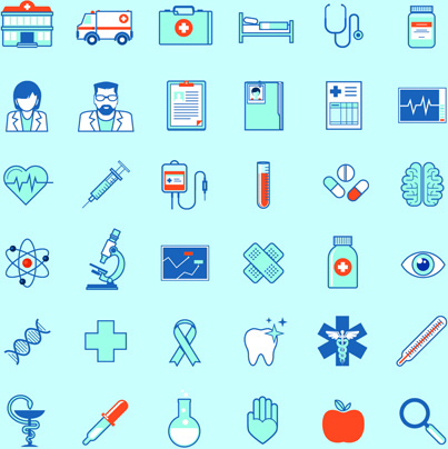 творческие медицинские структуры иконы Векторный набор