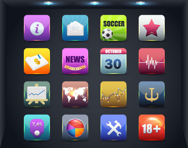 aplikasi mobile kreatif set ikon