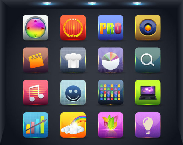 aplikasi mobile kreatif set ikon