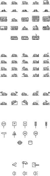 conjunto de iconos de transporte esquema creativo