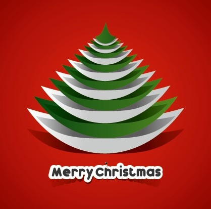 創造的な紙のクリスマス ツリーの背景のベクトル