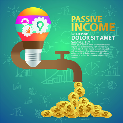 Creative renta pasiva dinero background vector