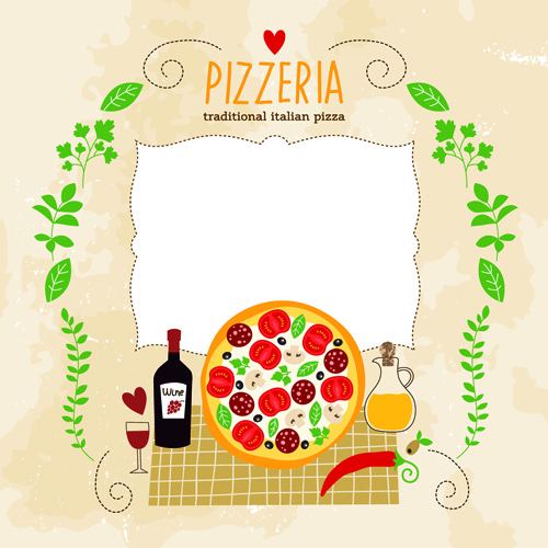 vector de elementos de diseño de pizza creativa