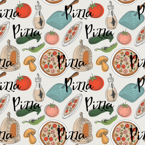conjunto de vector de patrones sin fisuras pizza creativa