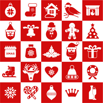 kreative rote und weiße Weihnachts-icons
