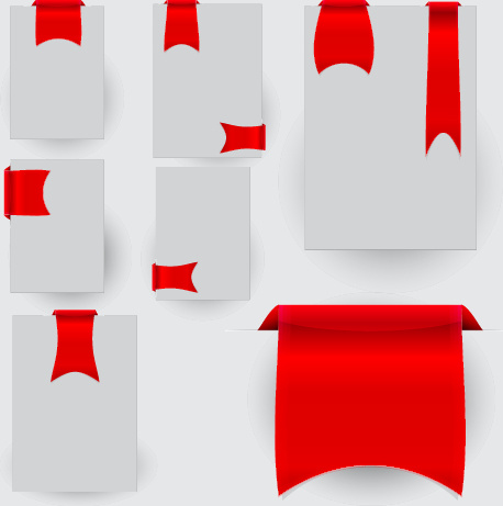 ชุดเวกเตอร์ริบบิ้นสีแดงที่สร้างสรรค์ที่คั่นหน้า